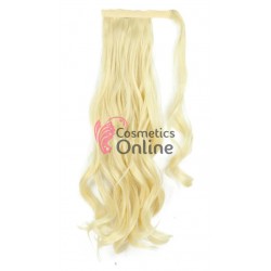 Extensie de par coada cu clema si arici ondulata de 60 cm cod SI88613 Blond Deschis